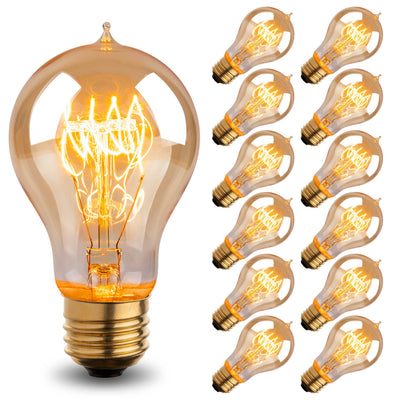 Warm Incandescent Light Bulbs 60 Watt,A19/A60 Vintage Style Edison Bulbs E26,Soft Yellow Light Bulbs,Amber
