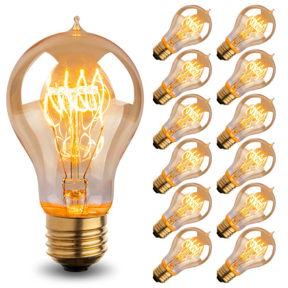 Warm Incandescent Light Bulbs 60 Watt,A19/A60 Vintage Style Edison Bulbs E26,Soft Yellow Light Bulbs,Amber