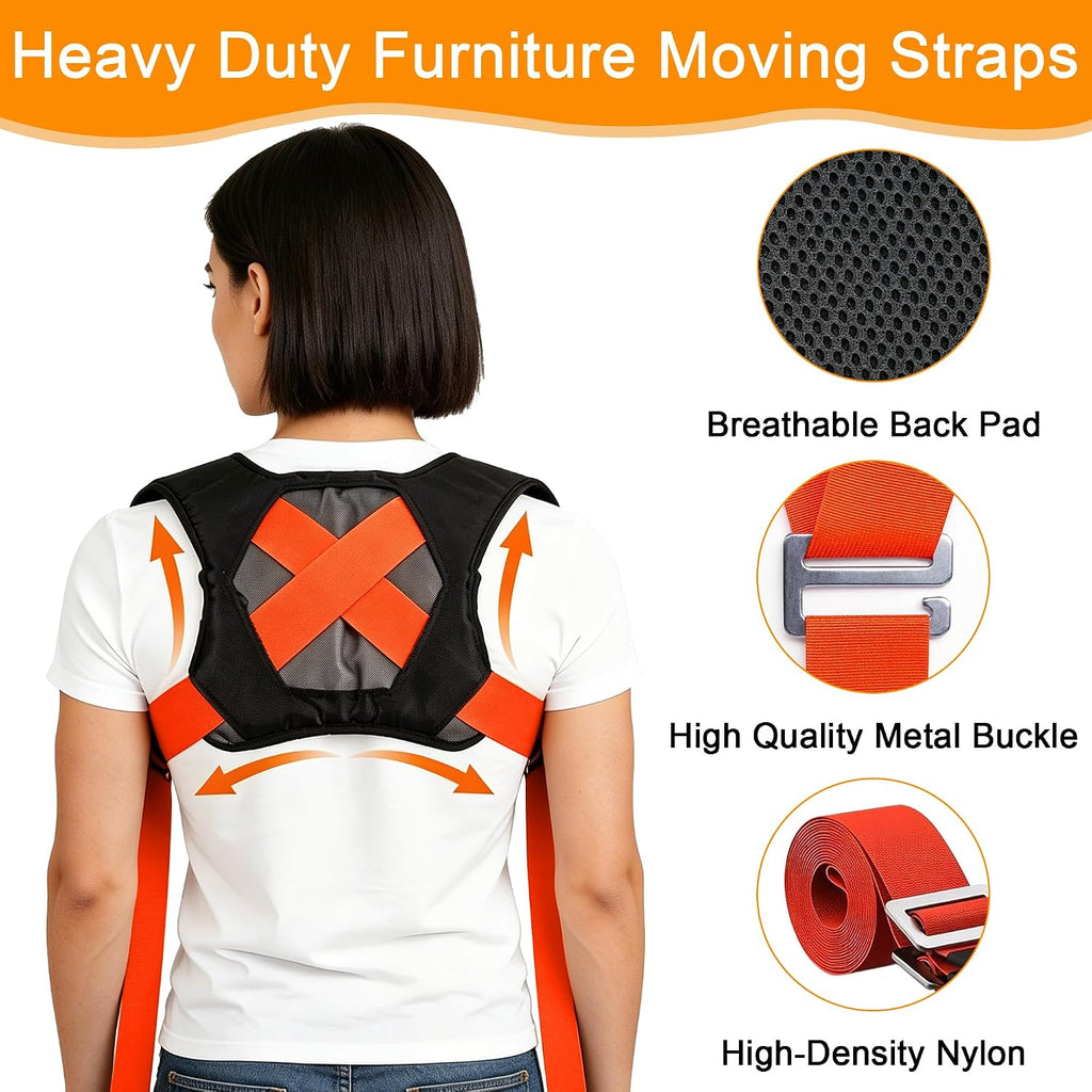 Moving Straps, 2-Person Shoulder Lifting and Moving System, Heavy Objects Up to 800lbs Safely for Moving Appliances