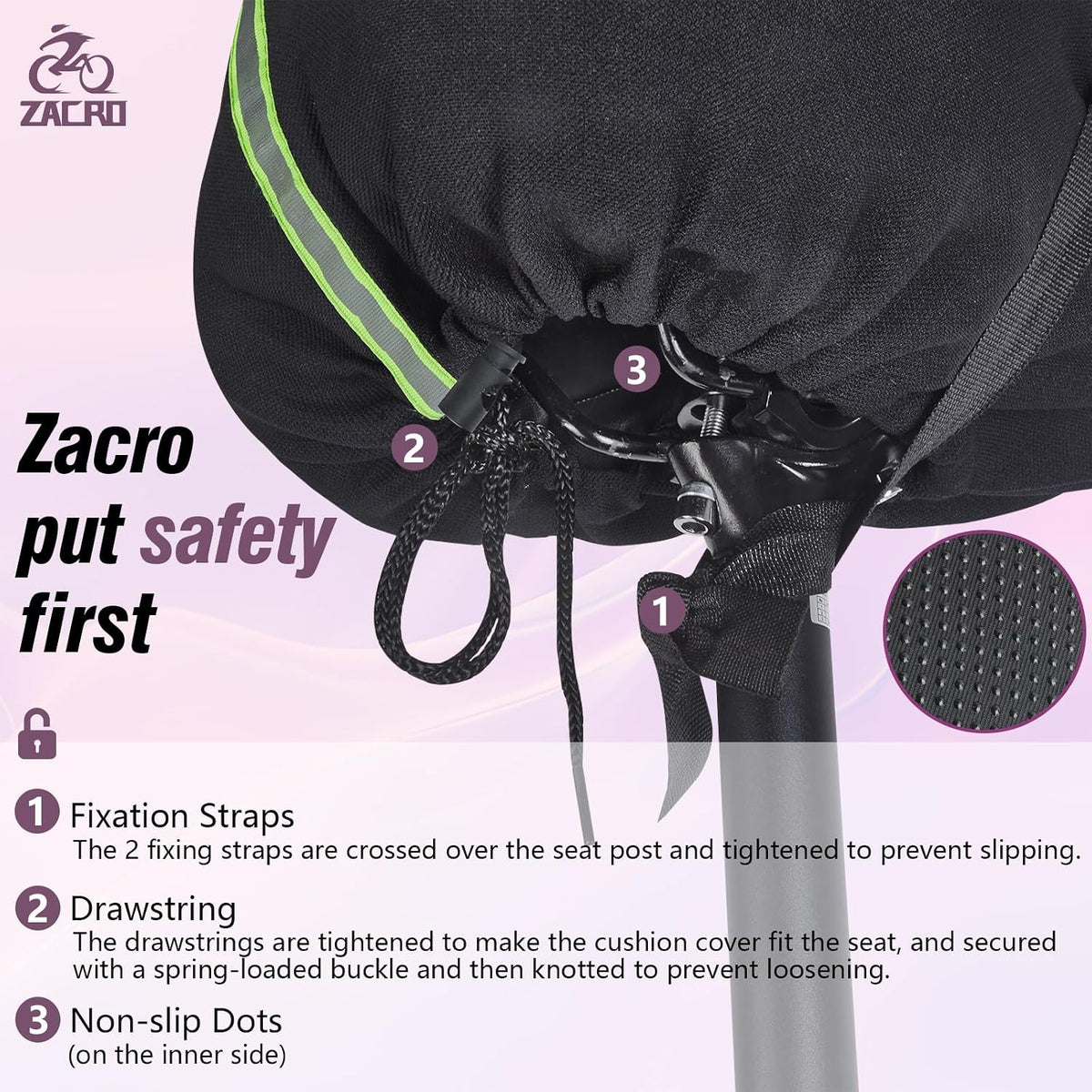 Zacro Bike Seat Cushion - Gel Padded Cover for Men Women Comfort, Extra Soft Exercise Bicycle Compatible with Peloton, Stationary or Cruiser Seats