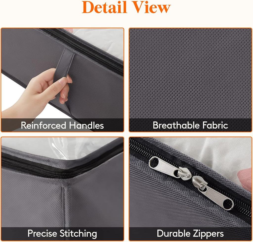 95L 4 Pack Under Bed Storage Containers, Large Capacity Blanket Storage Bags with Reinforced Handle, Organization and