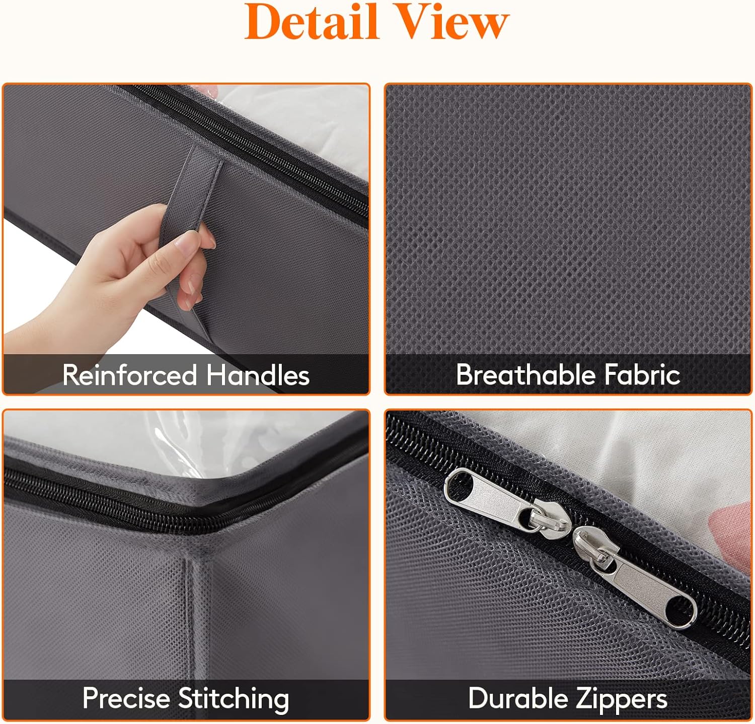 95L 4 Pack Under Bed Storage Containers, Large Capacity Blanket Storage Bags with Reinforced Handle, Organization and