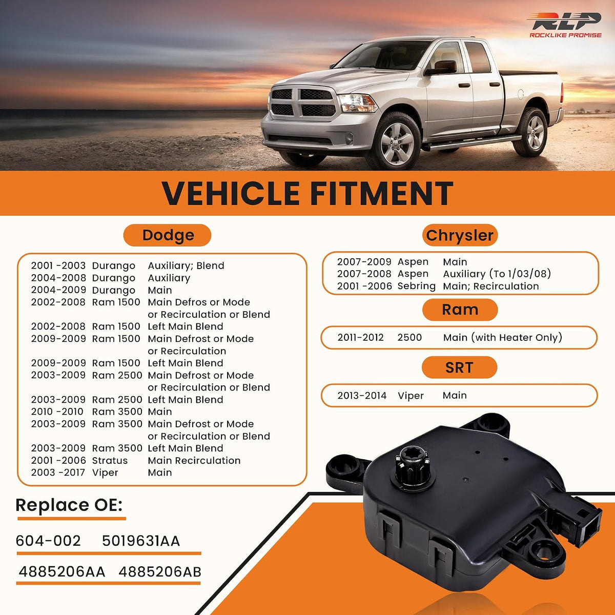 HVAC Blend Door Actuator Replaces 604-002 Fit for Dodge Ram Durango
