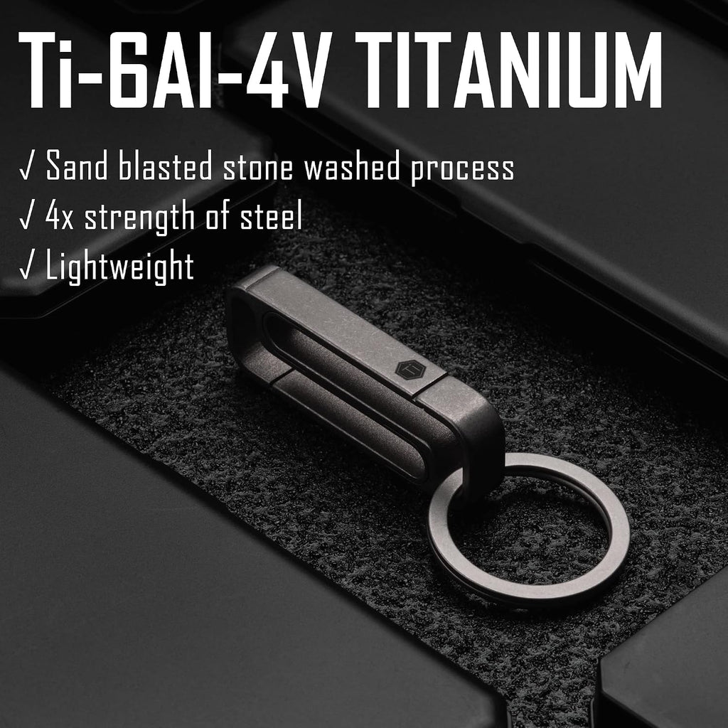 Titanium Key Holder Belt Clip, Double Side Carabiner Keychain For Men