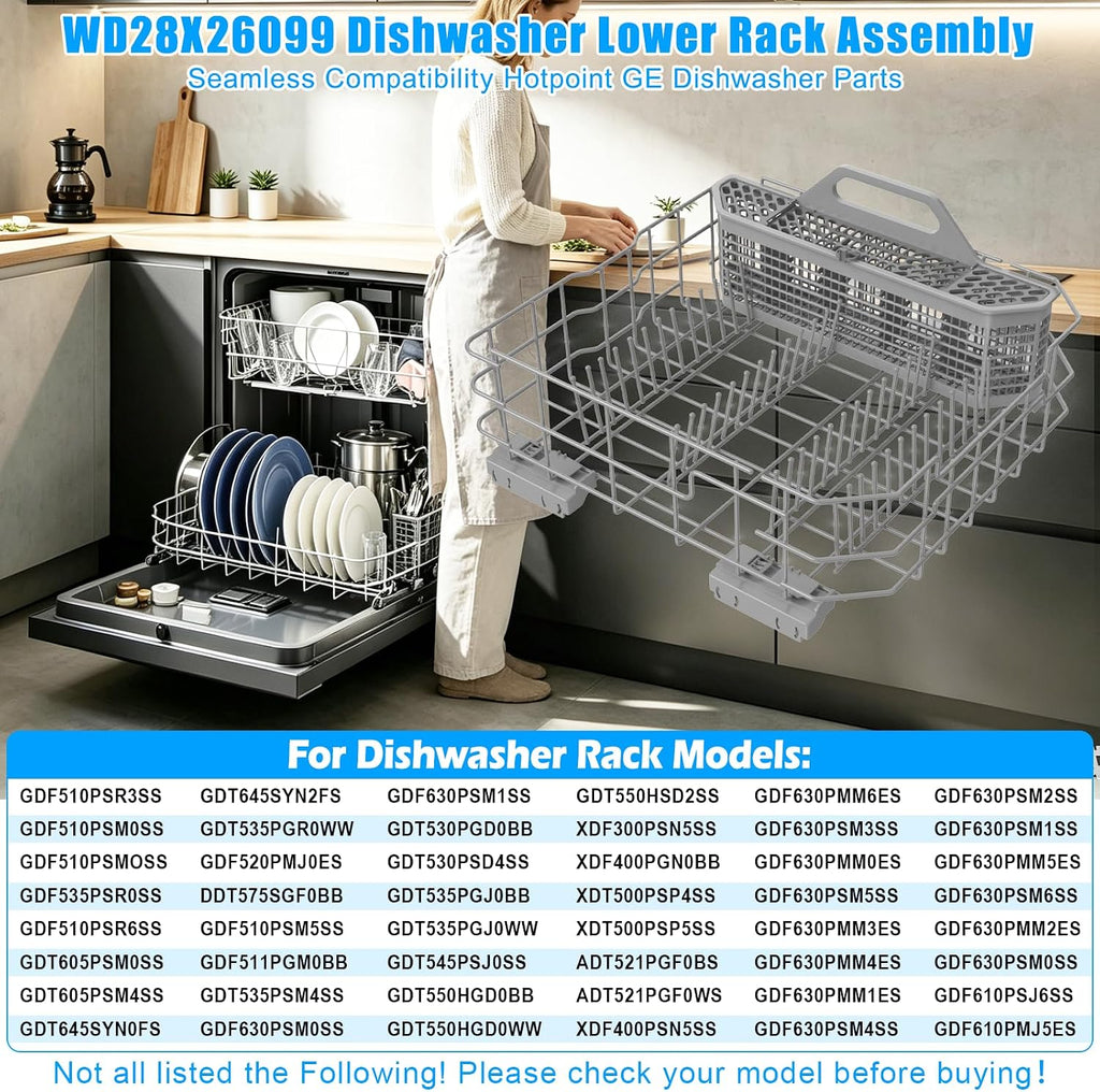 Upgraded WD28X26099 WD28X34744 Lower Rack forGE Dishwasher Rack Replacement