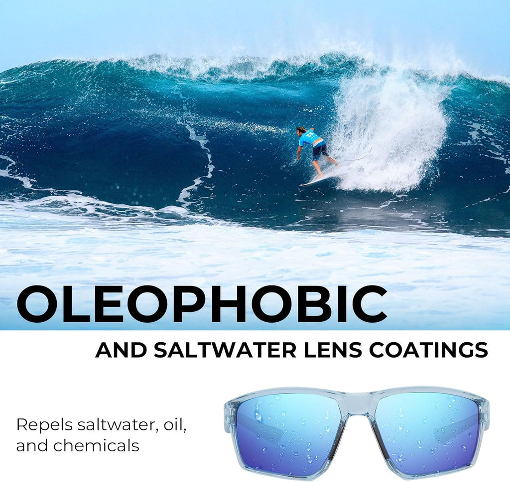 Osage Polarized Sport Sunglasses for Men and Women, Wrap Design | PuriVex Water & Salt Repellent, UV Protection