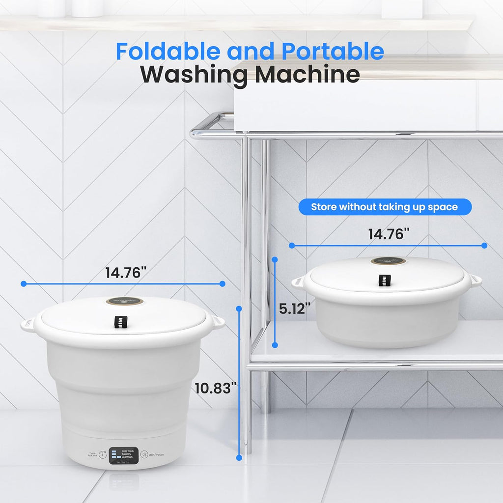Pure Clean Portable Washing Machine, Foldable Mini Washing Machine for Camping, Travel, RV & Small Spaces