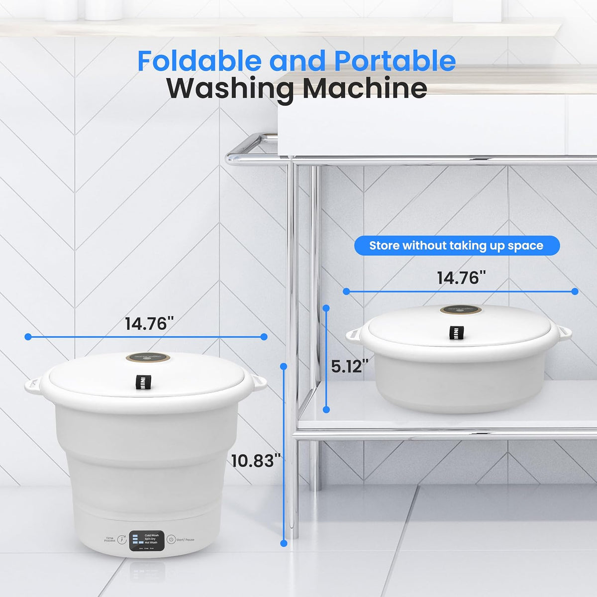 Pure Clean Portable Washing Machine, Foldable Mini Washing Machine for Camping, Travel, RV & Small Spaces