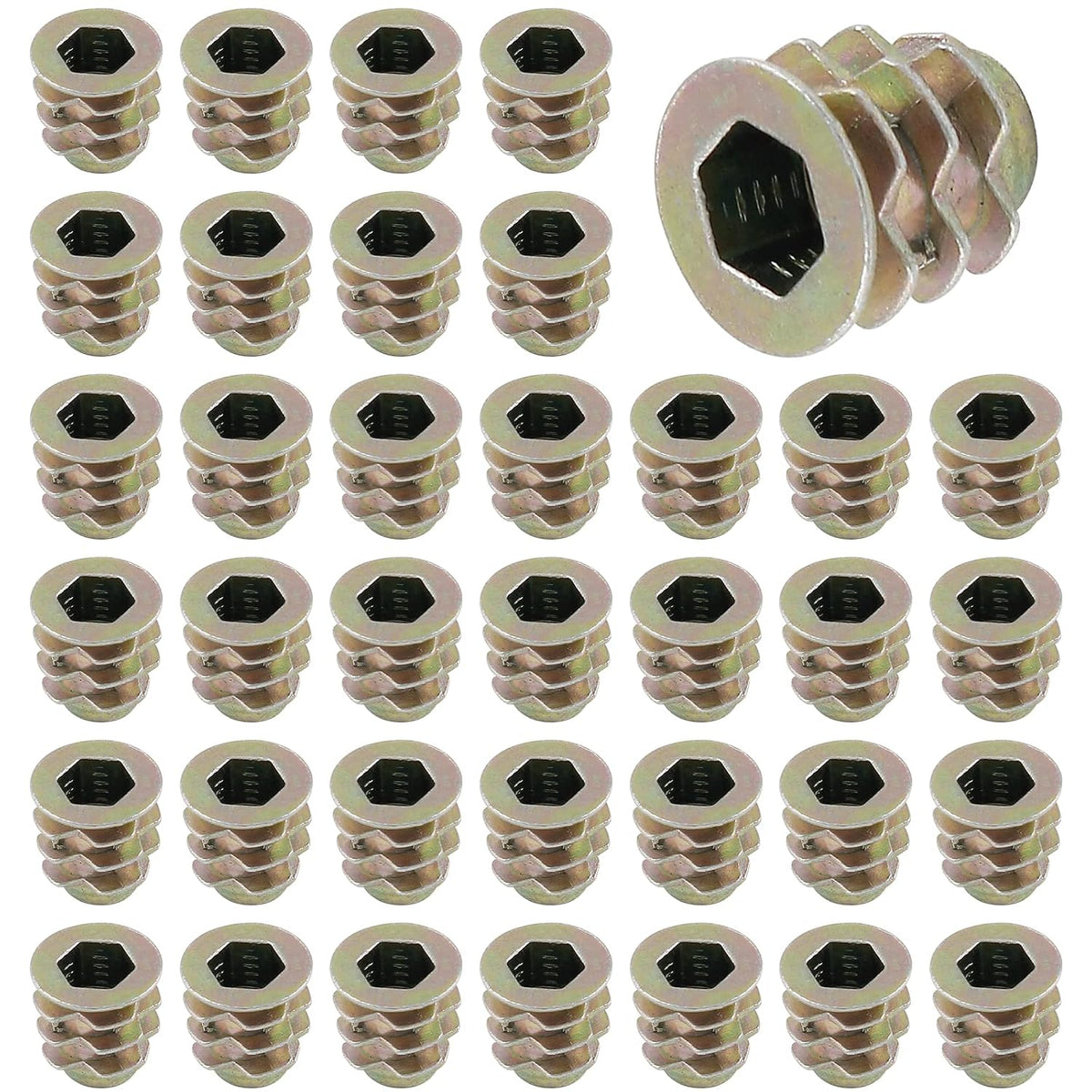 M5x10mm Threaded Insert Nuts, 50Pcs, 13/64 x 25/64 inch