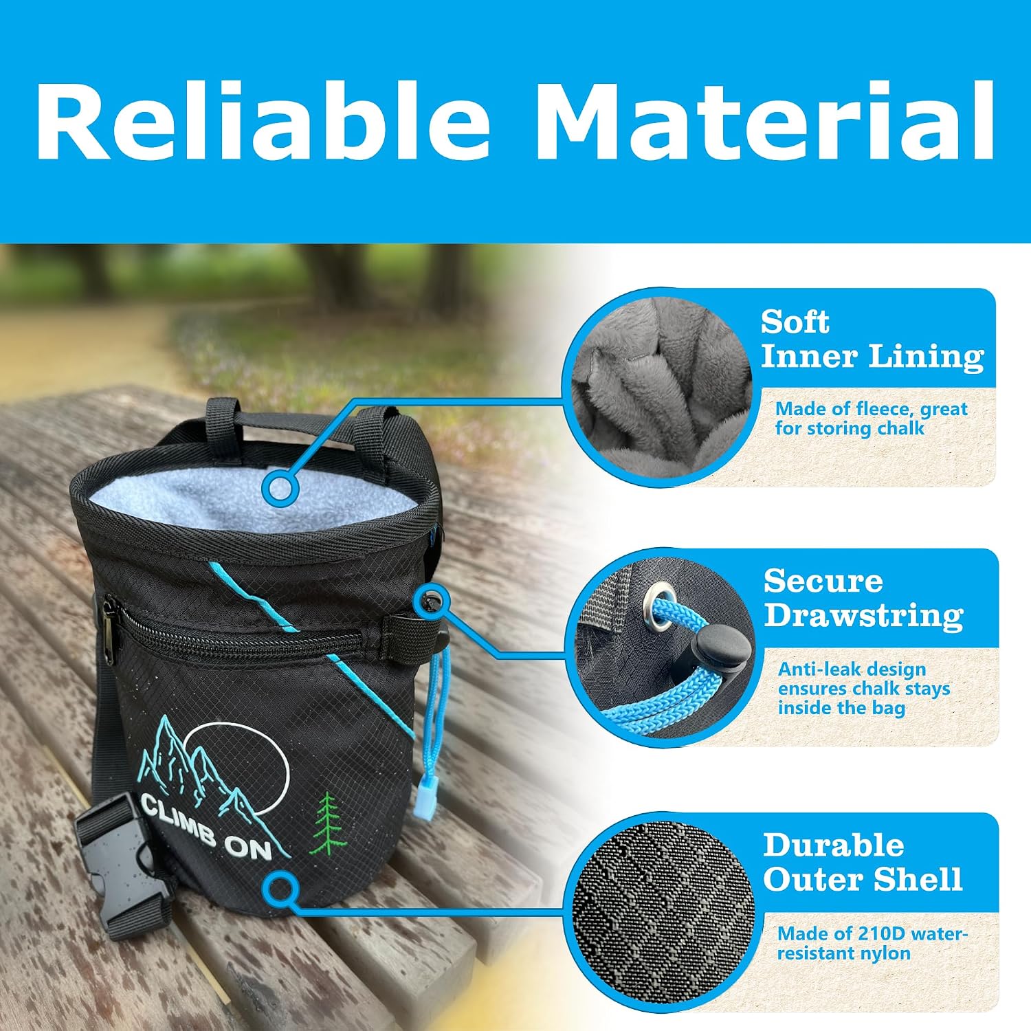 Chalk Bag + Ball for Rock Climbing, Bouldering, Top Rope | Climb On