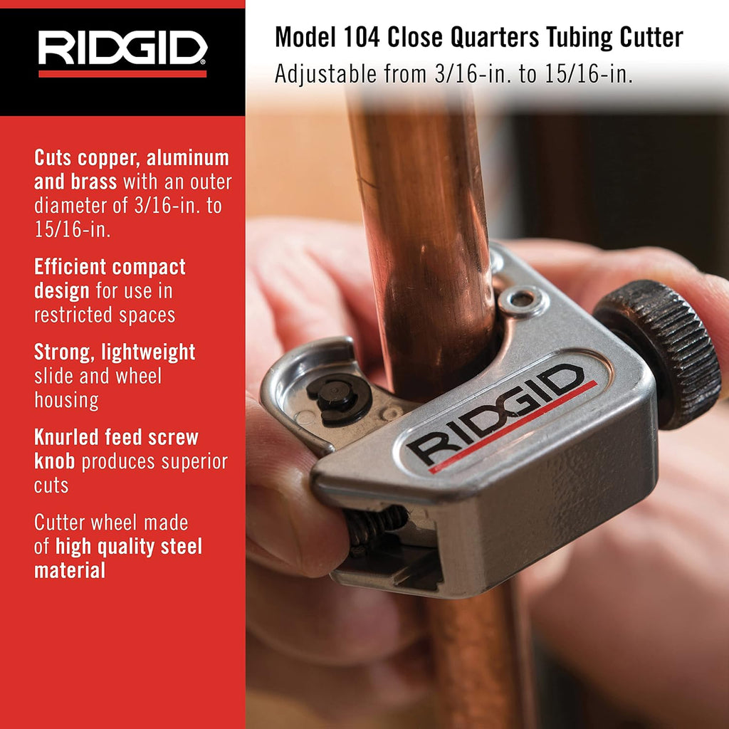 32985 Model 104 Close Quarters Tubing Cutter, 3/16-inch to 15/16-inch Tube Cutter