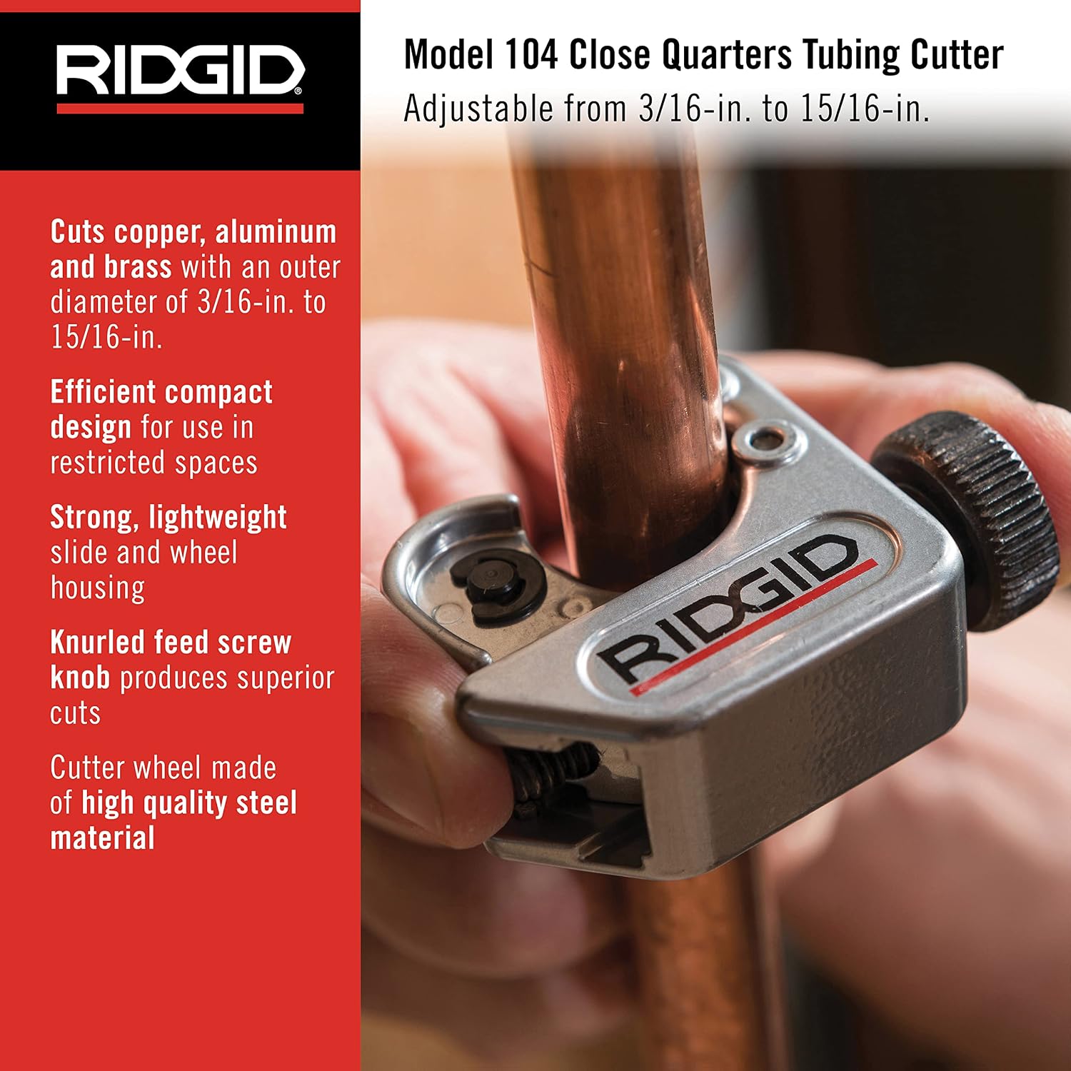32985 Model 104 Close Quarters Tubing Cutter, 3/16-inch to 15/16-inch Tube Cutter