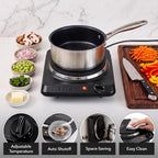 Electric Cast Iron Single Burner, 1000W Hot Plate, Black BGS101B