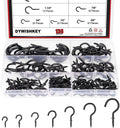 136PCS 7-Sizes Screw-In Hook Kit, Black Zinc Plated Cup Hooks for Home, Office & Workplace (1/2", 5/8", 3/4", 7/8"
