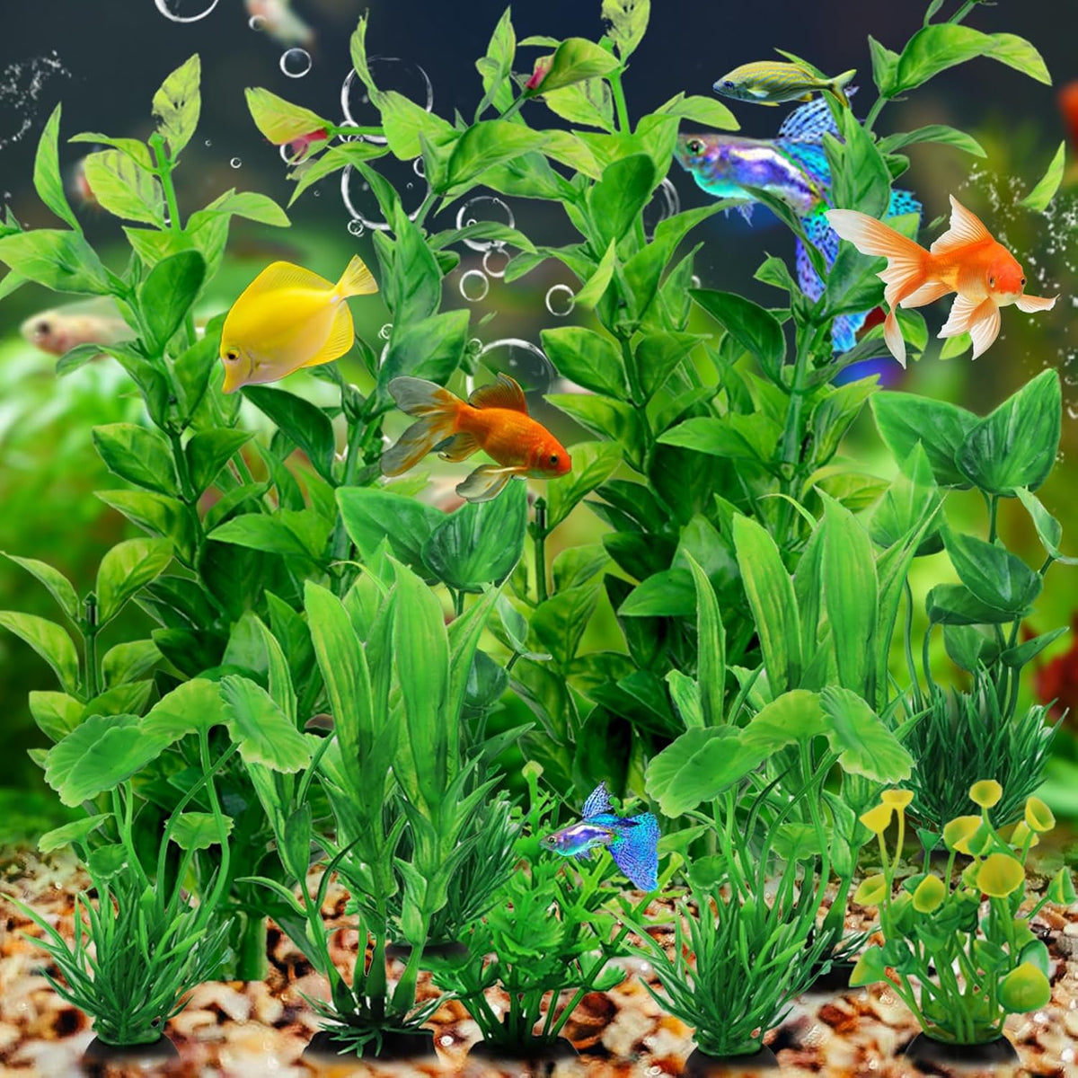 Fish Tank Accessories Aquarium Decorations Green Plants, 10pcs Green Fish Tank Decorations Plastic Plants, Fish Tank