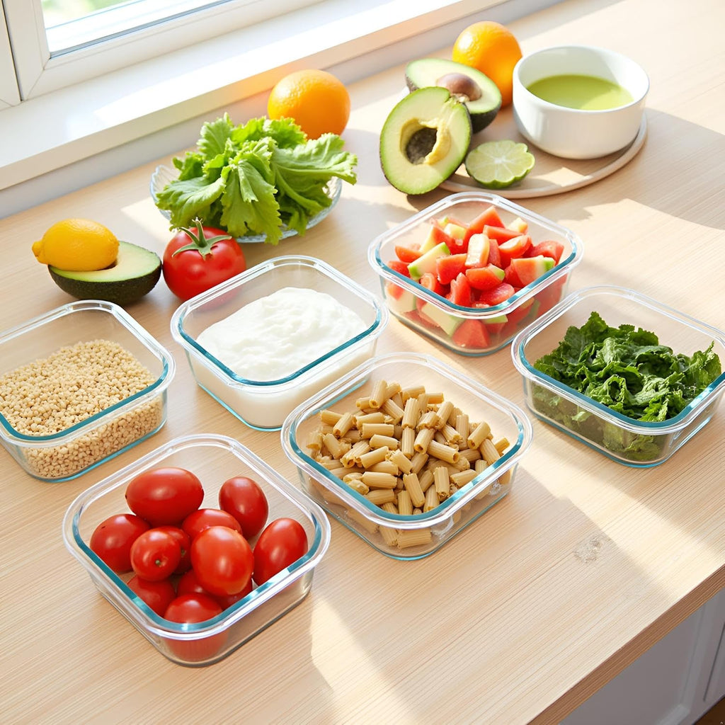2 Cup Square Glass Food Storage Containers, Small Square Storage Containers With Airtight Lids Leak-proof, BPA free