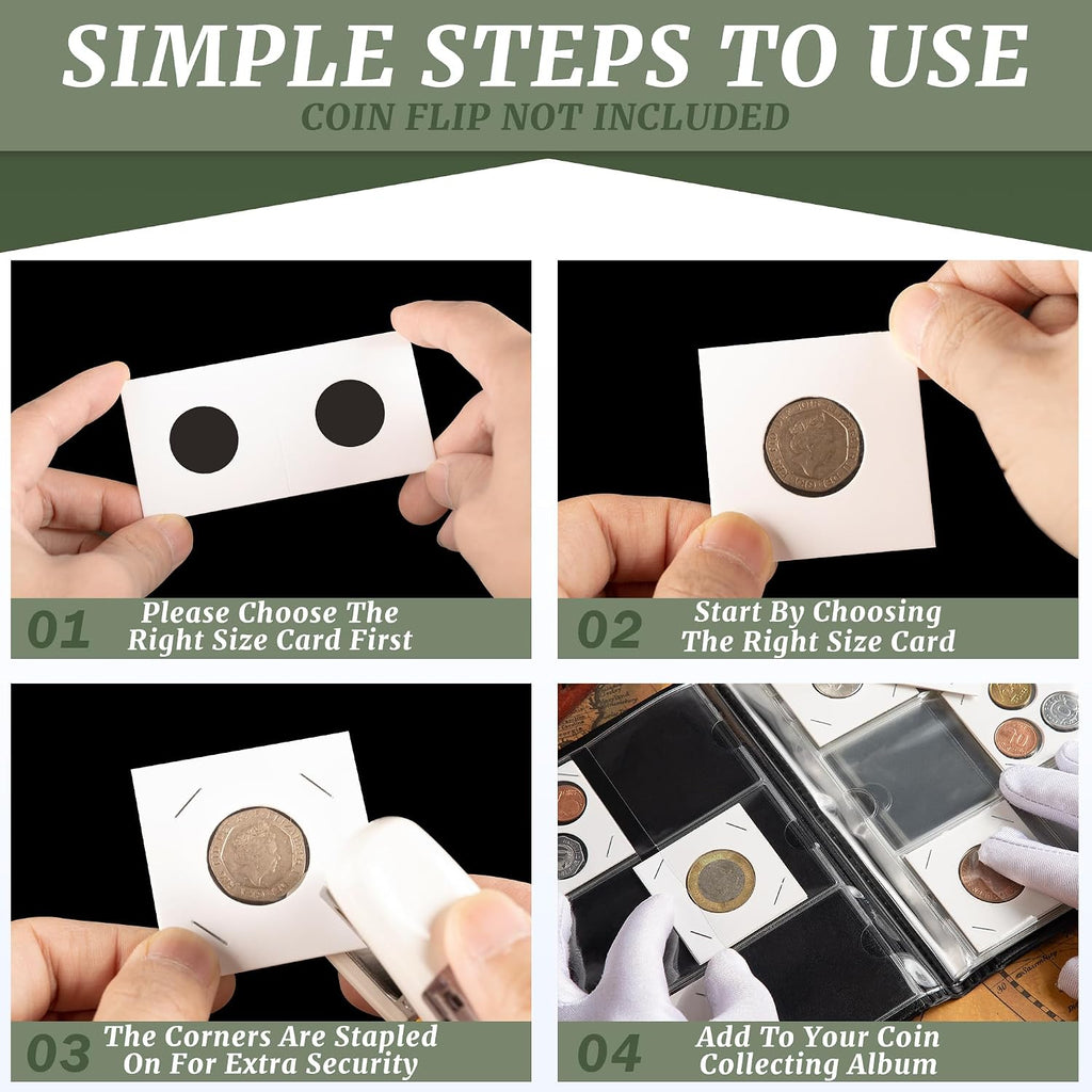 Coin Flip Holder Albums - 60 Pockets 2x2 inches Black | Uncle Paul Coin Storage Books for Coin Cardboard Collection