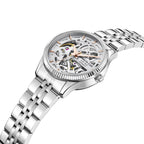 Women’s Silver Automatic Watch, Skeleton Dial