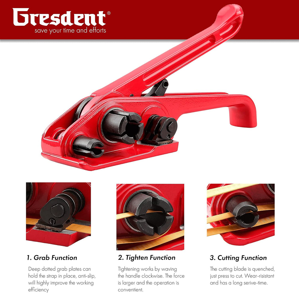 Poly Strapping Tensioner & Cutter Manual Banding Tools Windlass for 1/2" -3/4" Width Polyester Polyproplyn Strap