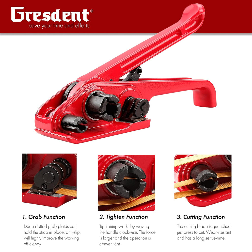 Poly Strapping Tensioner & Cutter Manual Banding Sealer Tools Windlass for 1/2" -3/4" Width Polyester Polyproplyn Strap