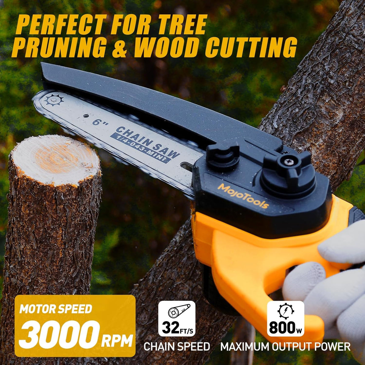 2-in-1 Cordless Mini Chainsaw & Pole Saw – 15FT Extendable Tree Trimmer | 20V Battery-Powered, Lightweightv,Gift for