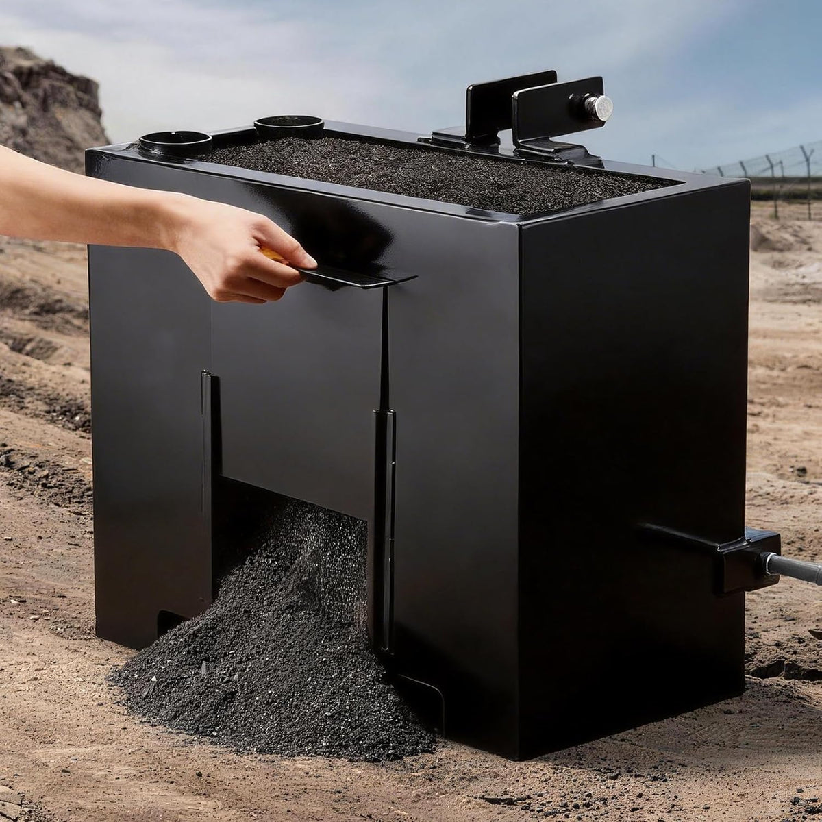 Ballast Box, 3-Point Category 1 Tractor Ballast of 800 lbs Capacity, with Standard 2 Inch Hitch Receiver, Heavy-Duty