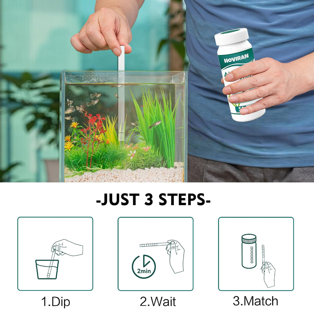 Ammonia Test Strips for Fish Tank, 50ct Ammonia Aquarium Test Strips | Accurate Water Testing for Saltwater &