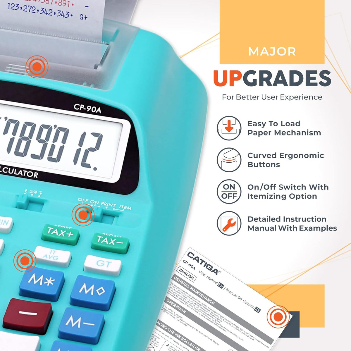Printing Calculator with Tape Print Out - 10 Key Adding Machine with Paper Roll, Desktop Electric Calculator for