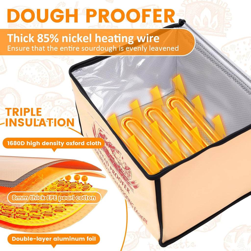 Folding Bread Proofing Warming Box with 50°F to 113°F Temp Control & 12H Timer, Dough Heater Warming Box - 16 x 12 x