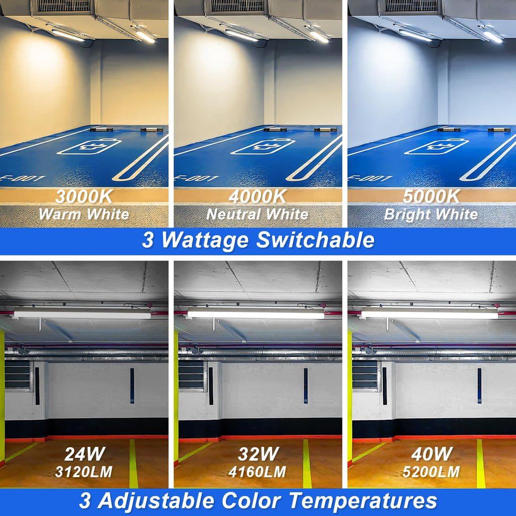 4FT LED Linear Strip Light Fixture with Emergency Battery Backup 4 Pack