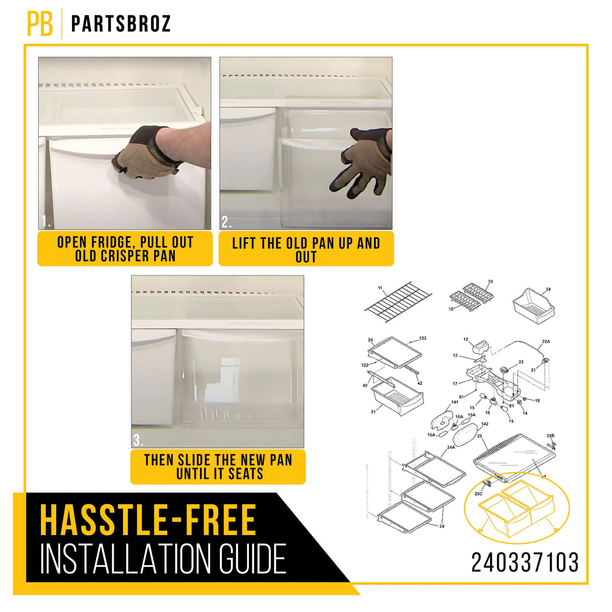 Refrigerator Crisper Drawer for Frigidaire FFTR1821TB8