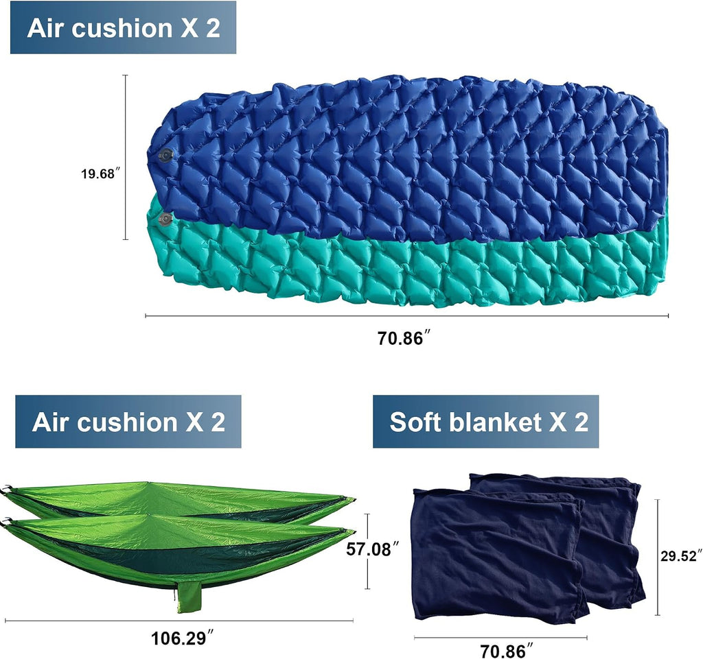 9PCS Camping Tent Kit, Including 1 2/3 Person Dome Tent, 2 Sleeping Bag, 2 Sleeping Pad/Camping Mat, 2 Single Camping