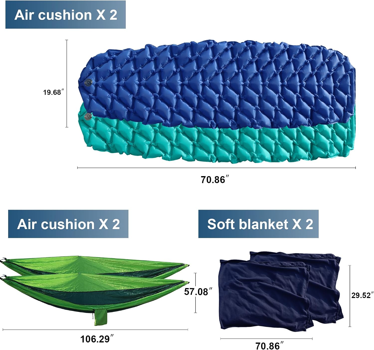 9PCS Camping Tent Kit, Including 1 2/3 Person Dome Tent, 2 Sleeping Bag, 2 Sleeping Pad/Camping Mat, 2 Single Camping