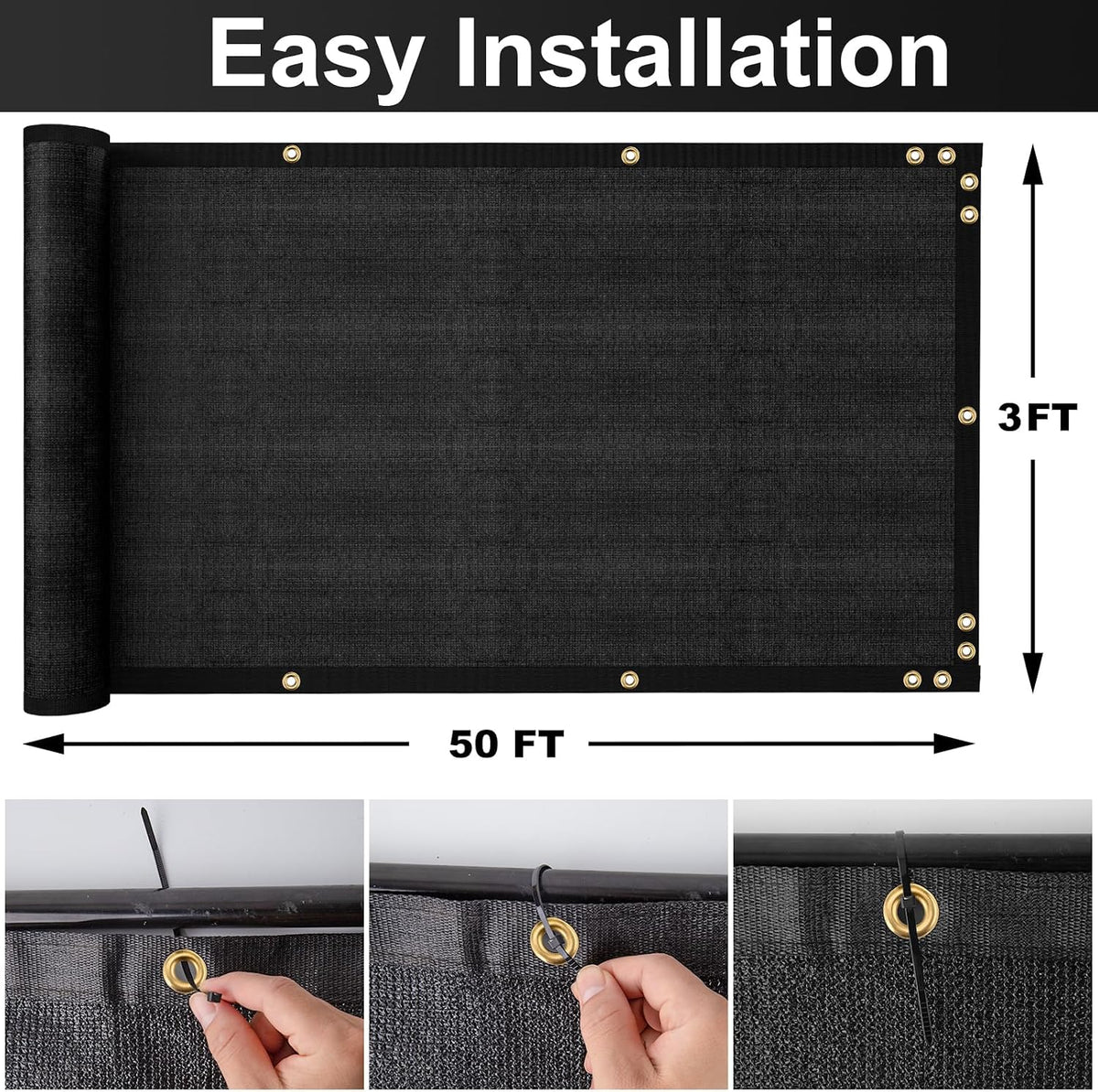 3x50ft Fence Privacy Screen Heavy Duty 150GSM Mesh Shade Cover
