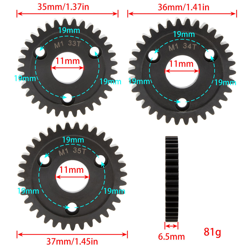 DKKY M1 Spur Gear Kit for Traxxax Arrma Losi HPI HOBAO Available from 30T to 52T (33+34+35T)