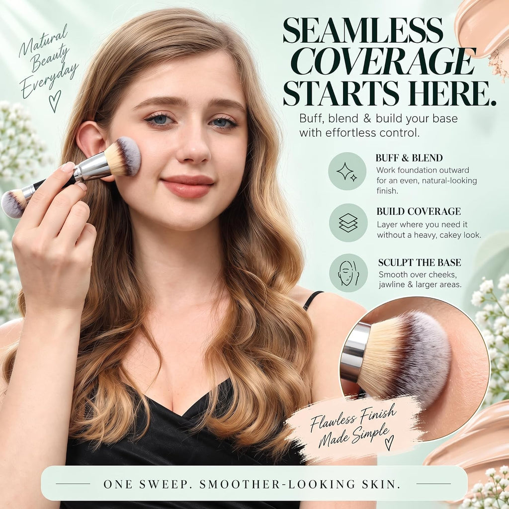 Dual Ended Foundation and Concealer Brush for Liquid Makeup, Blending Brush