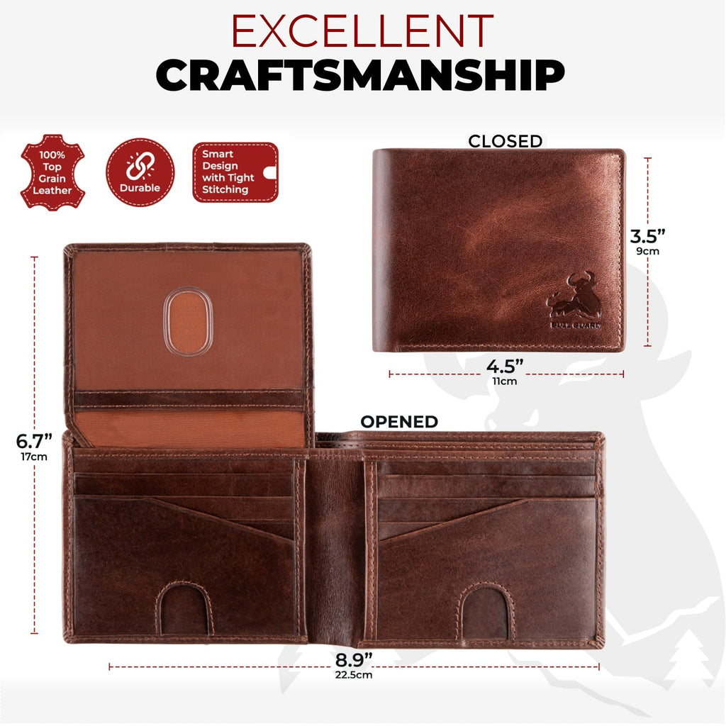 RFID Wallet For Men Premium Leather Bifold Wallet Western Brown