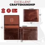 RFID Wallet For Men Premium Leather Bifold Wallet Western Brown