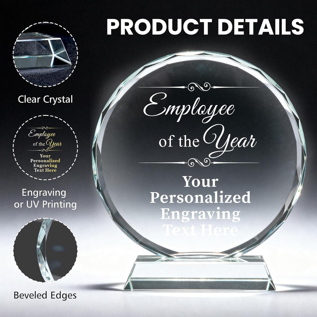 Personalized Trophy Award - Custom Crystal Awards and Trophies - Plaques Personalized Engraved - Thank You Gifts