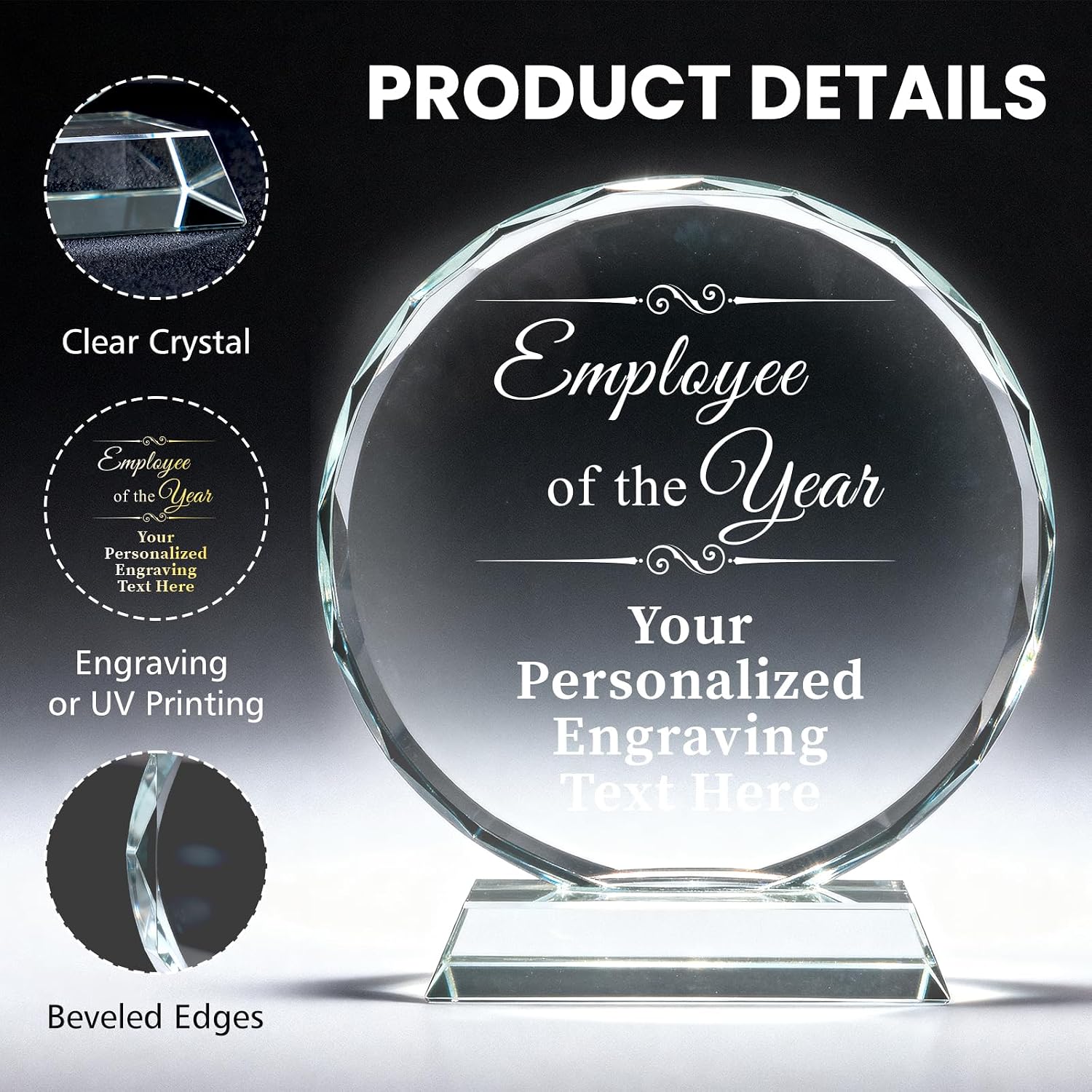 Personalized Trophy Award - Custom Crystal Awards and Trophies - Plaques Personalized Engraved - Thank You Gifts