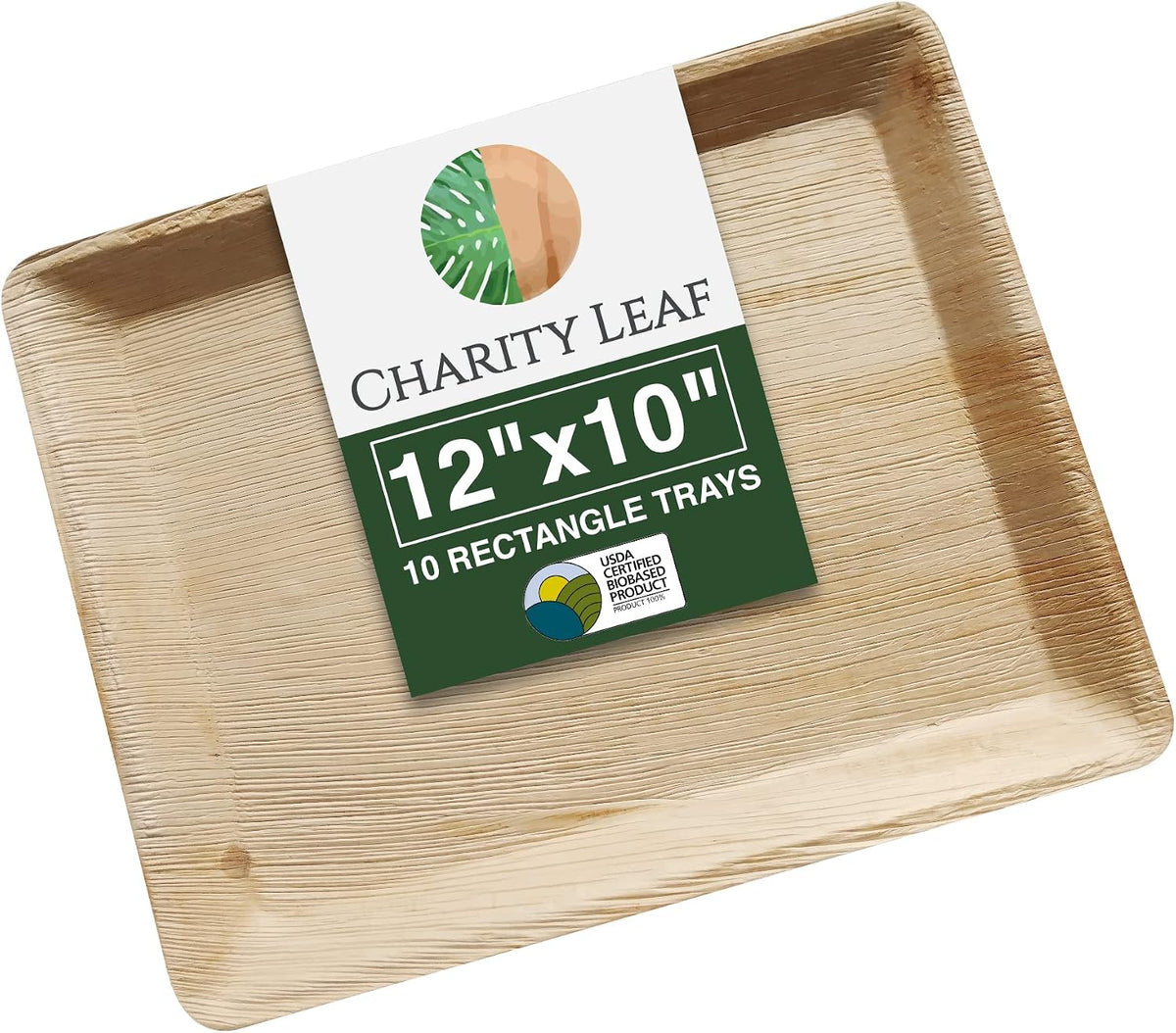 Disposable Bamboo 12" x 10" Trays (10 pieces) Bamboo Serving Platters, Disposable Boards, Eco-Friendly Dinnerware For