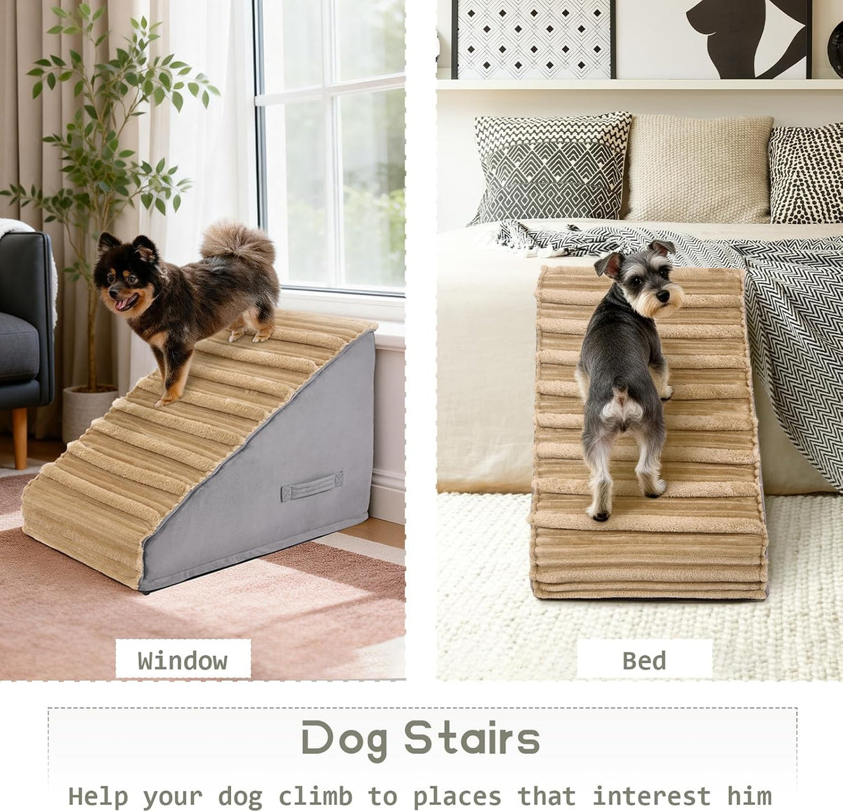 Dog Stairs for Small Dogs, 3-Step Pet Stairs with Non-Slip Bottom,Indoor Pet Steps for Cats,Comfort, Durable Washable