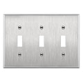 ENERLITES Toggle Light Switch Stainless Steel Wall Plate, 3-Gang, Silver