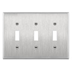 ENERLITES Toggle Light Switch Stainless Steel Wall Plate, 3-Gang, Silver