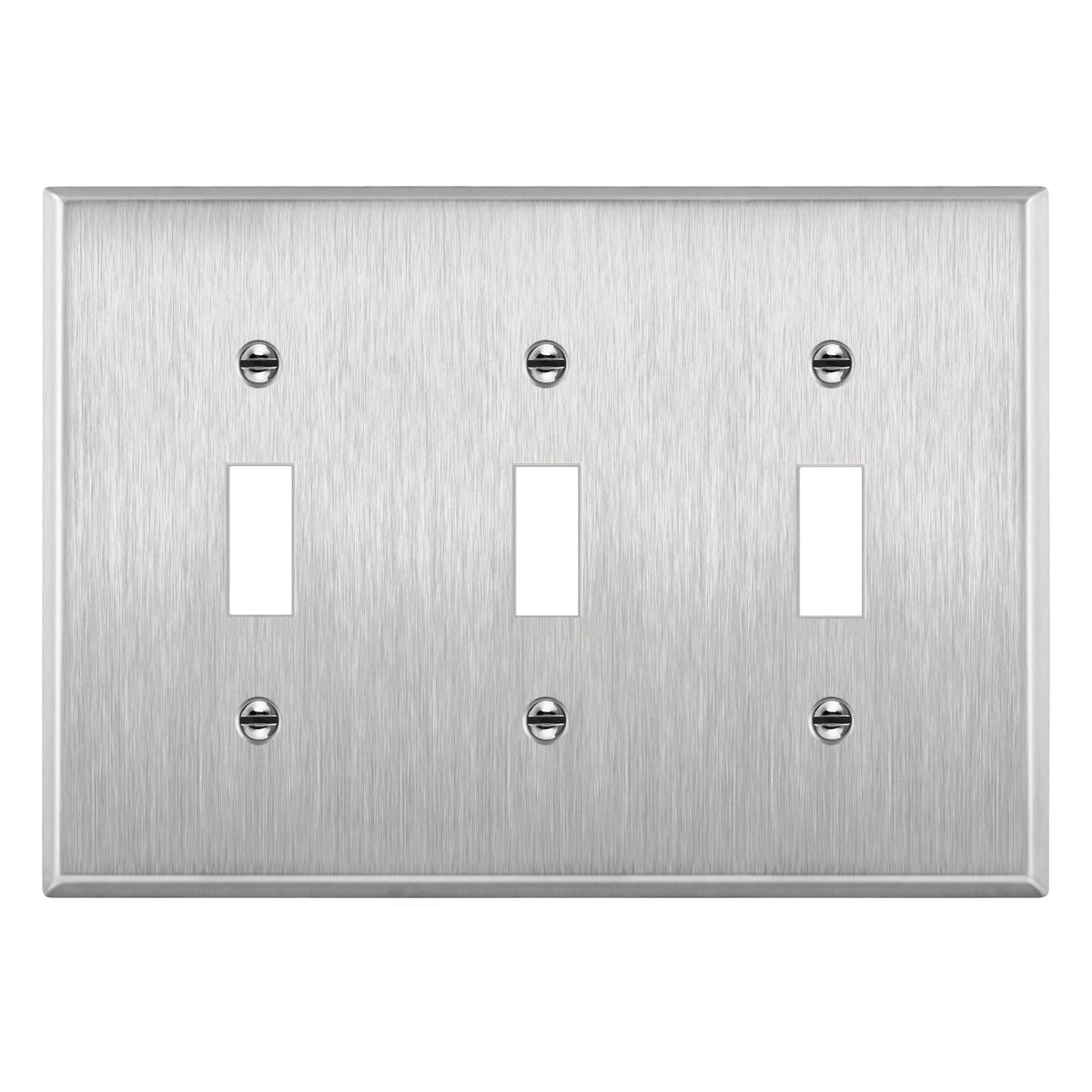 ENERLITES Toggle Light Switch Stainless Steel Wall Plate, 3-Gang, Silver