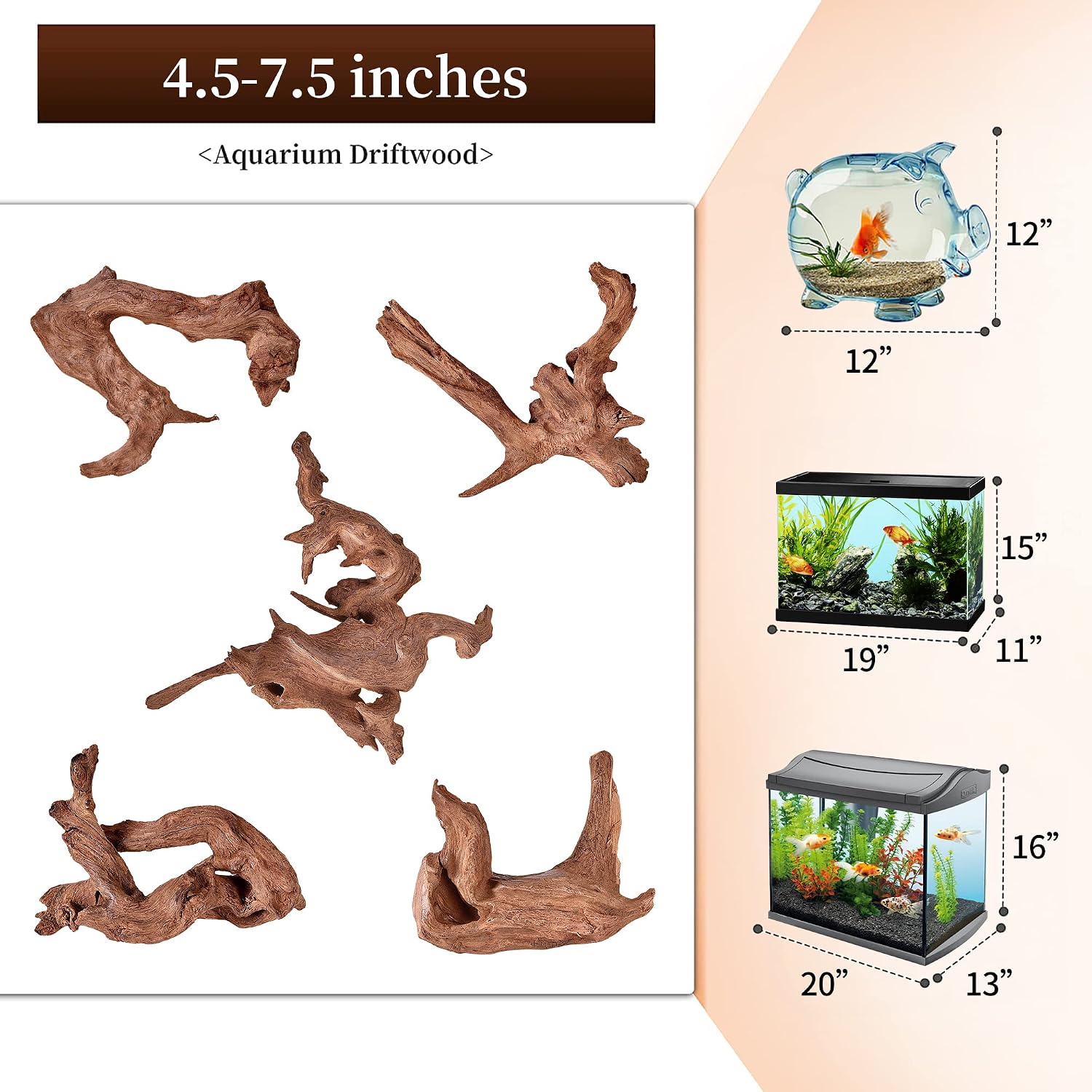 Natural Small Driftwood for Aquarium Decor Fish Tank Decorations | Natural Driftwood for Aquascaping and Reptile