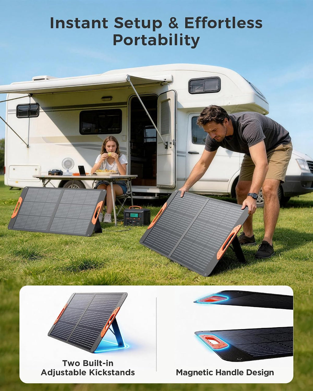 100W Portable Solar Panel for Power Station,23.5% Efficiency Mono Foldable Solar Charger for Jackery 300/Ecoflow
