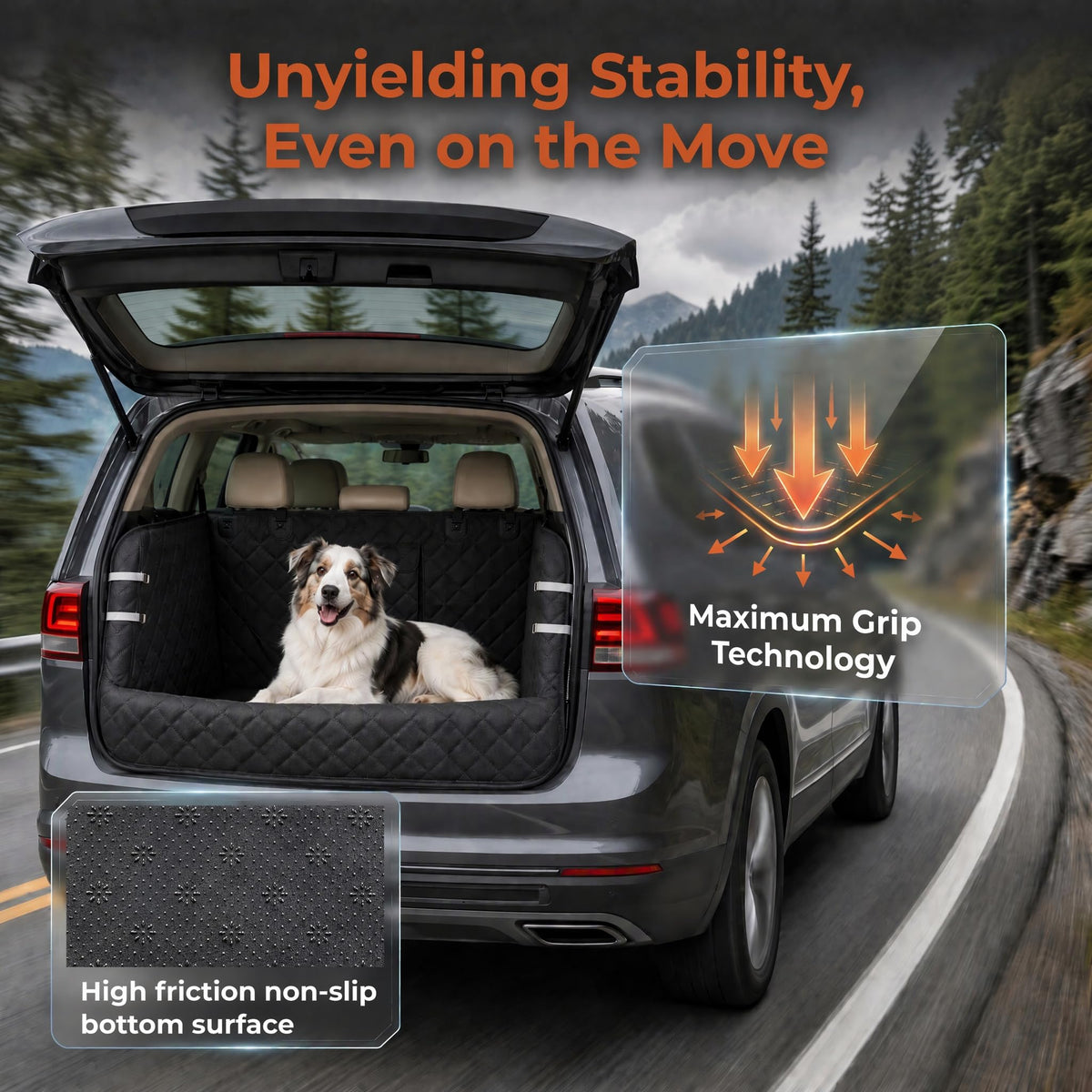 RYNVALE SUV Cargo Liner for Dogs, Full Coverage with Cushioned Sides