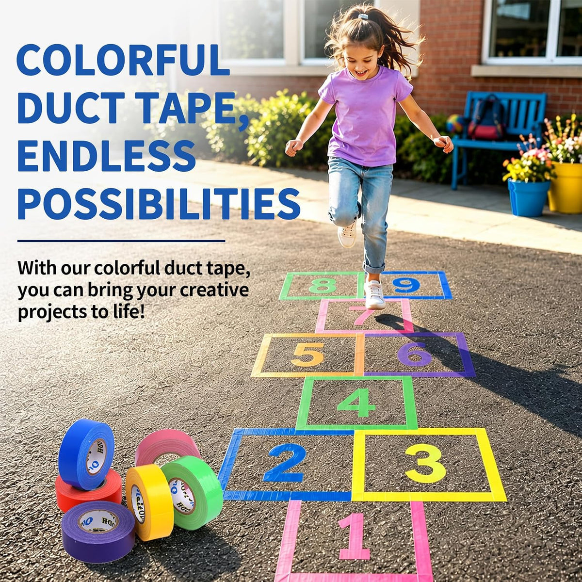 12 Pack 1 in x 20 yd Rainbow Colored Duct Tape