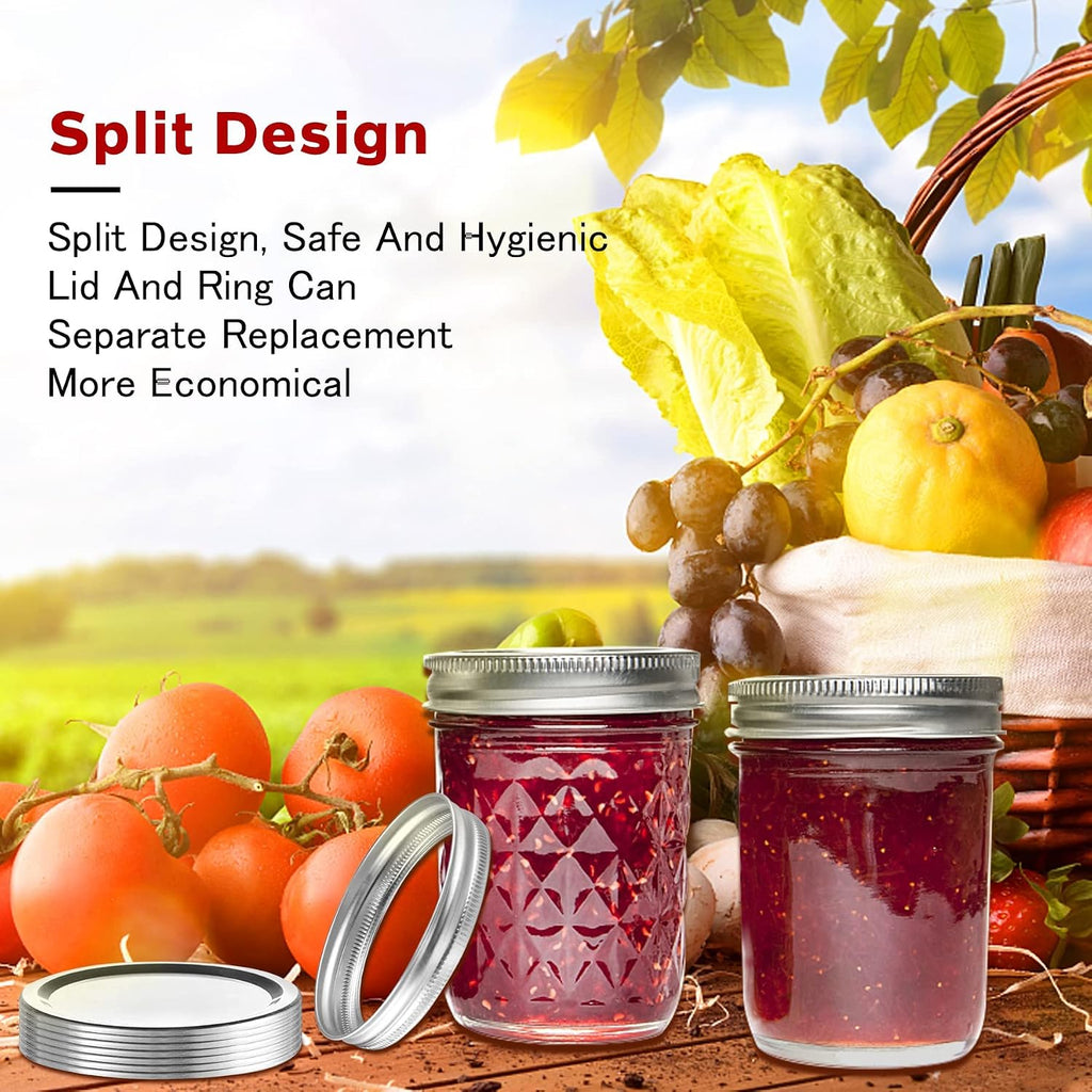 Canning Lids and Rings Regular Mouth,240 Pcs 70MM Mason Jar Lids and Rings Set for Regular Mouth Canning,Split-type